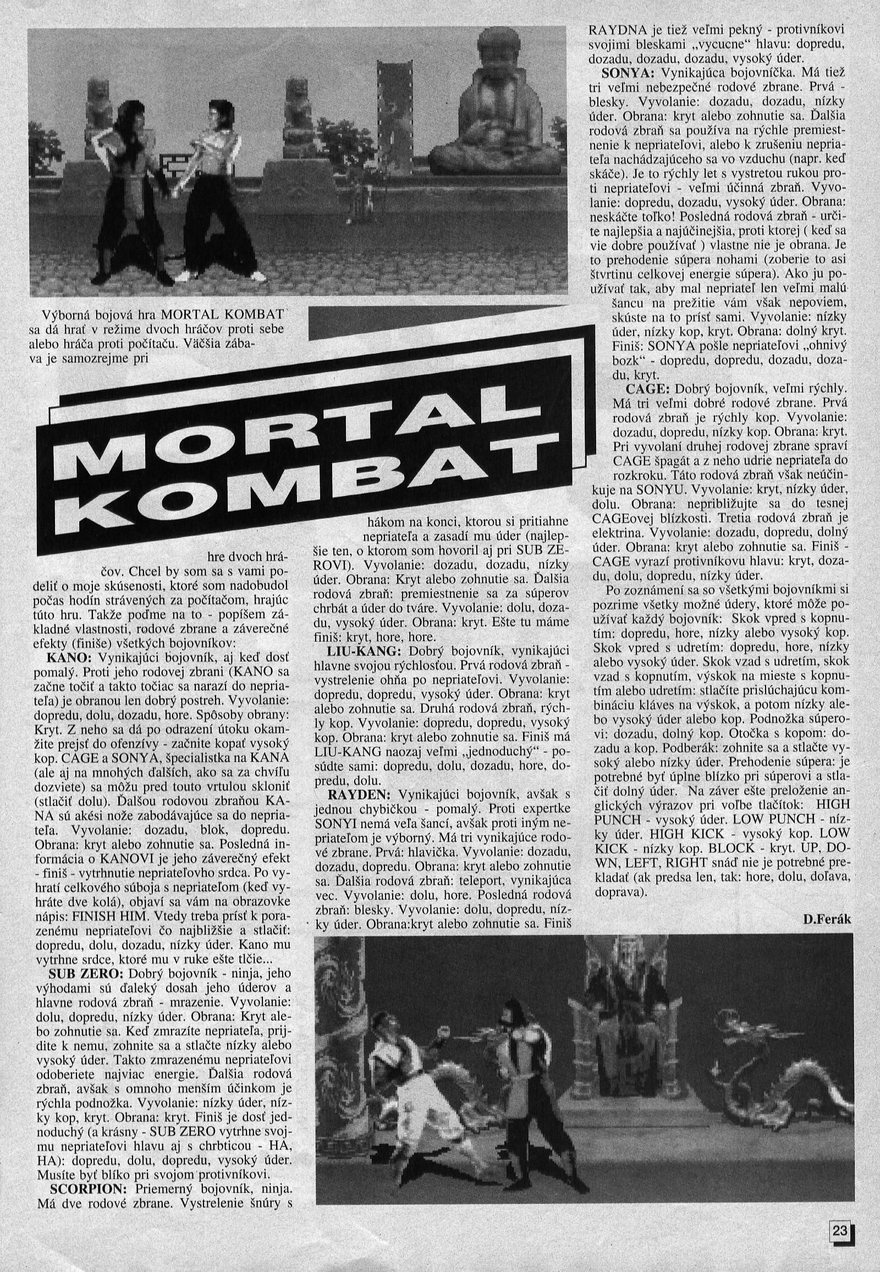Mortal Kombat, Návod
