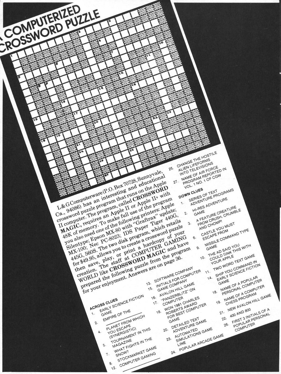 A Computerized Crossword Puzzle