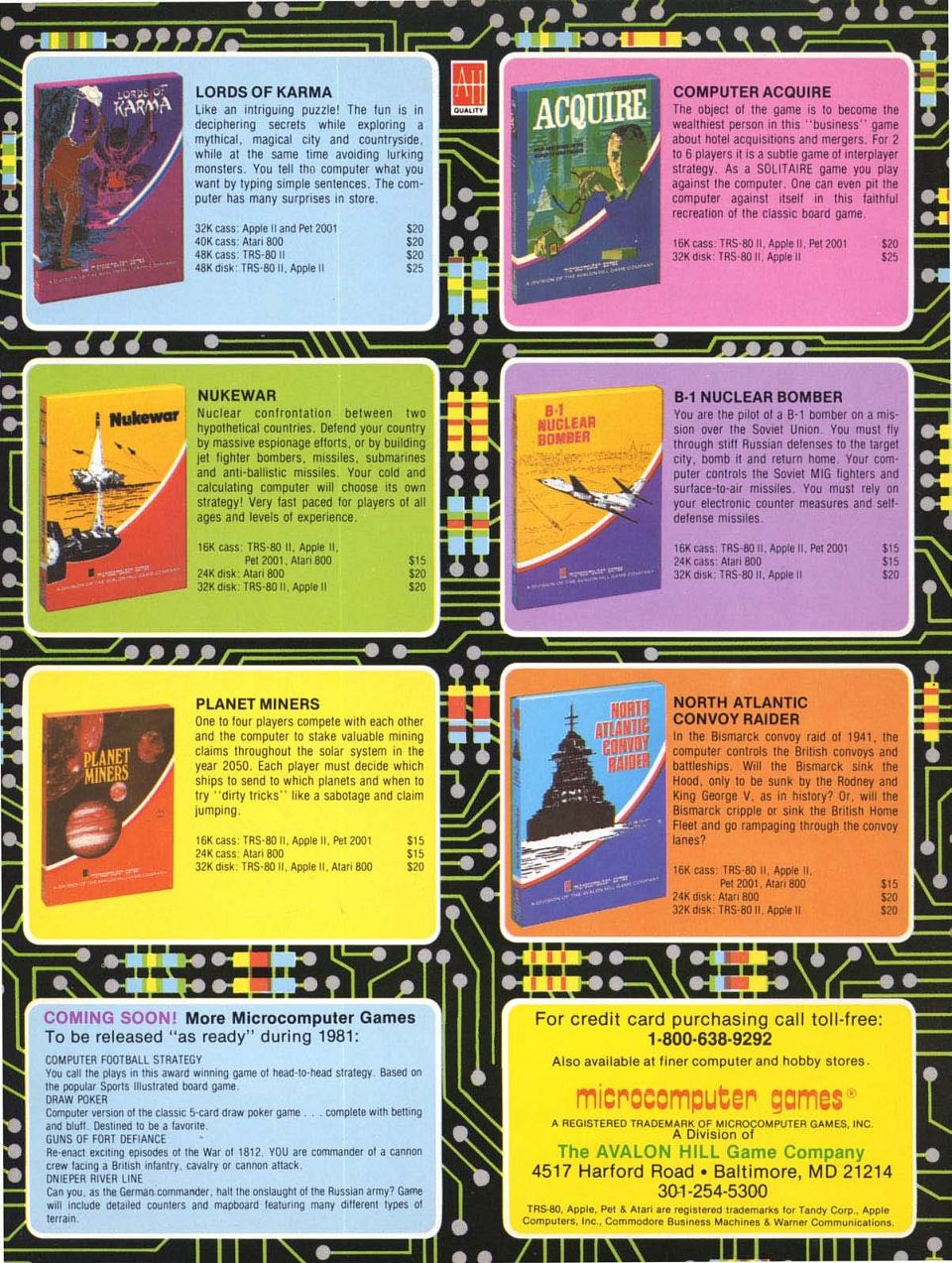 Advertisement: microcomputer games