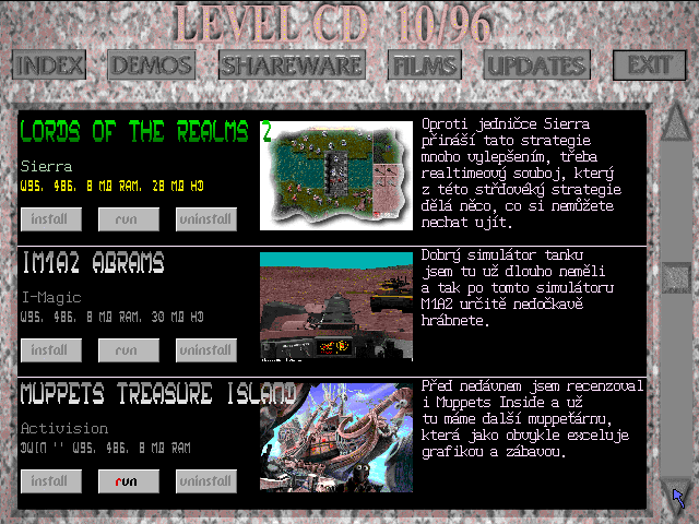 Lords of the Realms 2, IM1A2 Abrams, Muppets Treasure Island