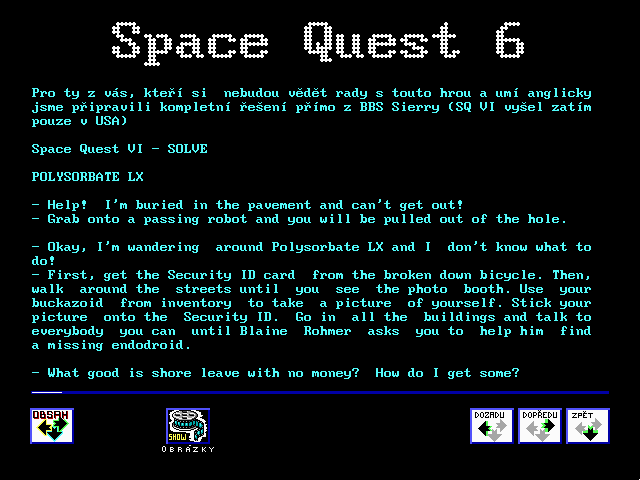 Space Quest 6 - Návod (Hint book - English)