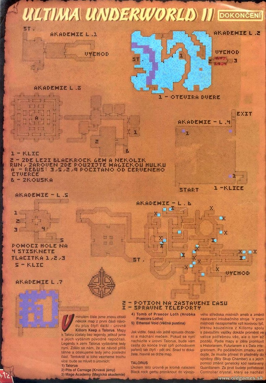 Ultima Underworld 2, Mapy, Návod (2)