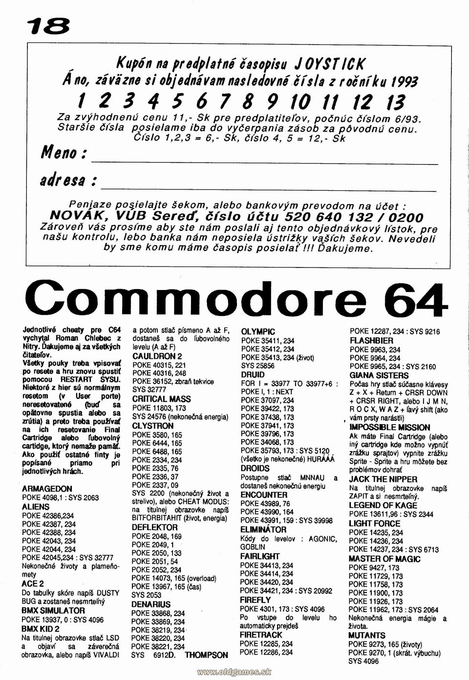 Cheaty - Commodore 64