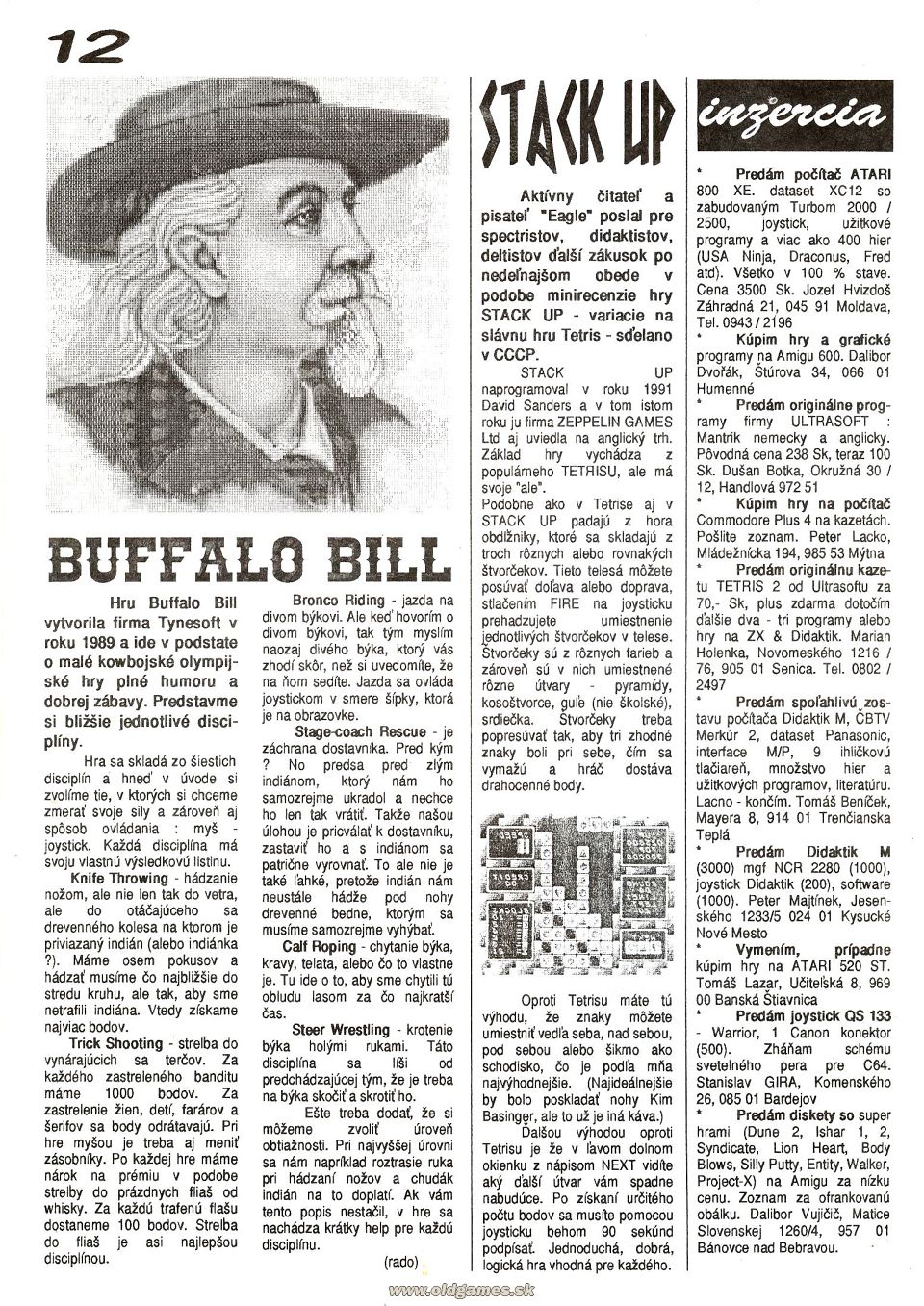 Buffalo Bill, Stack Up - Návody