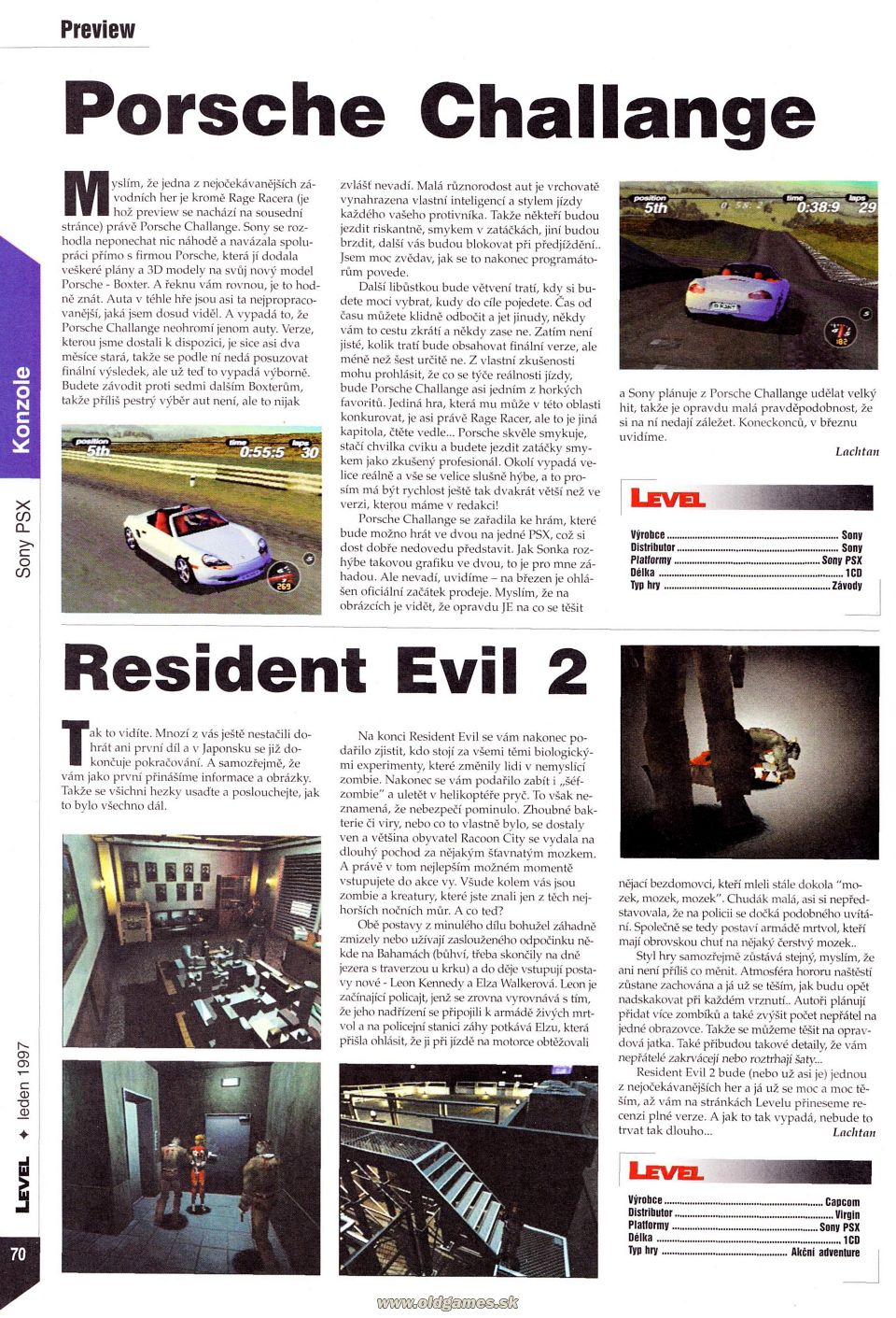 Preview: Porsche Challenge, Resident Evil 2