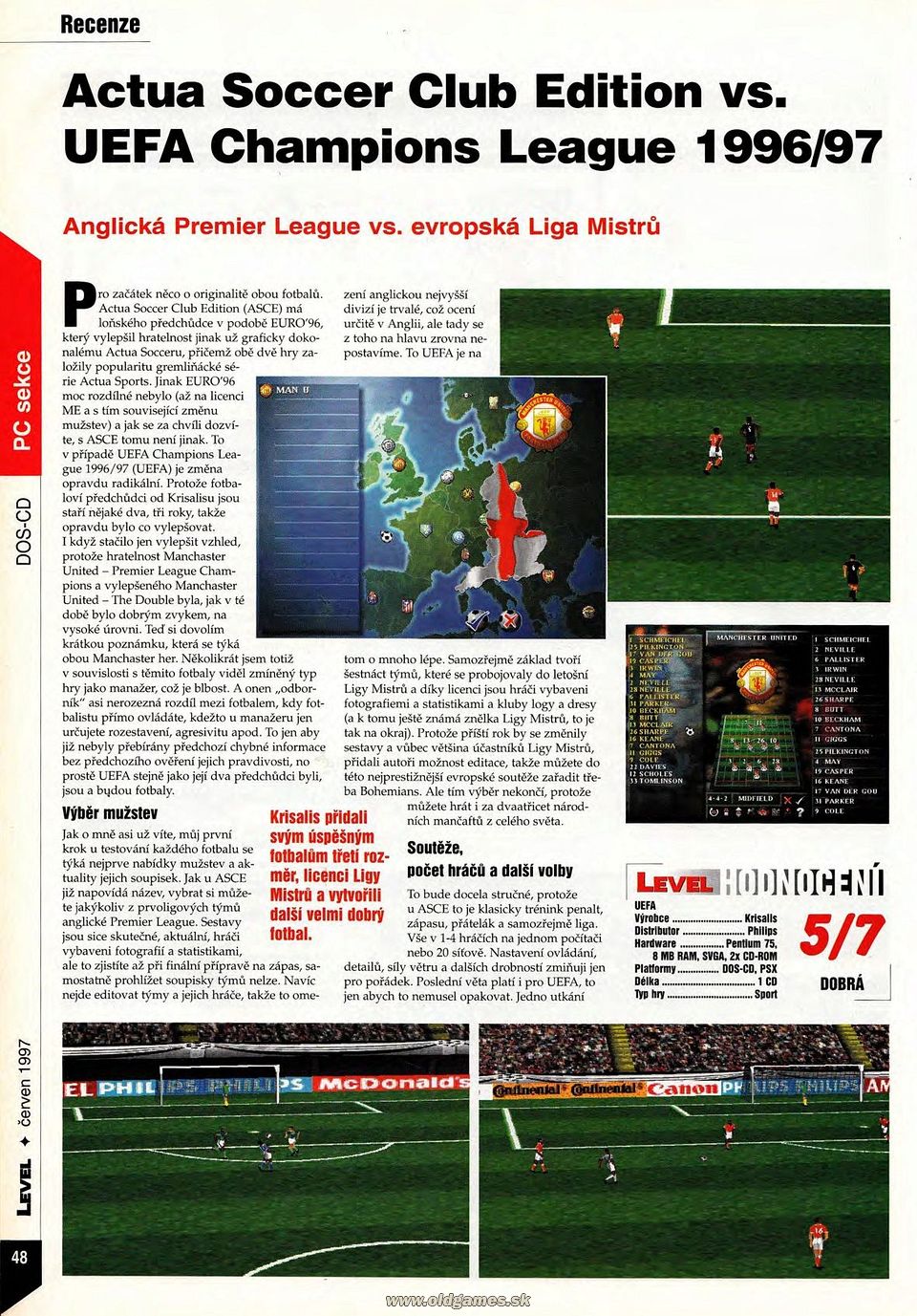 Actua Soccer Club Edition vs. UEFA Champions League 1996/97