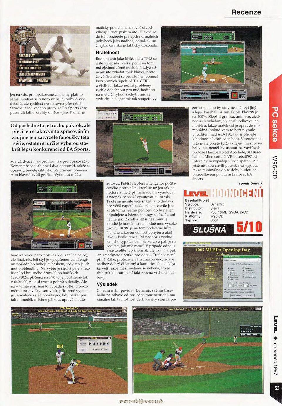 Tripple Play 98 vs. FPS: Baseball Pro 98