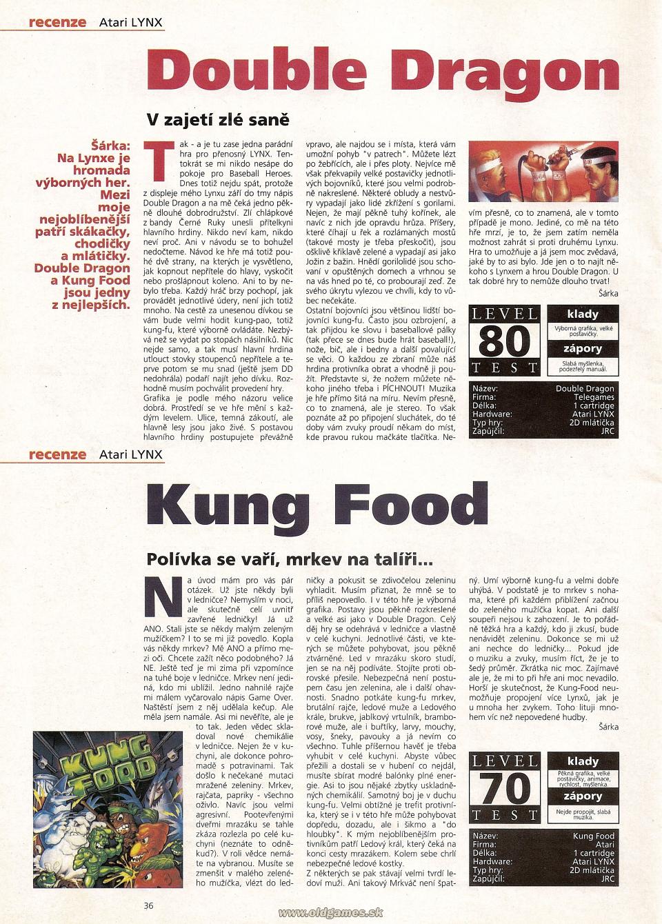 Double Dragon, Kung Food (Atari Lynx)