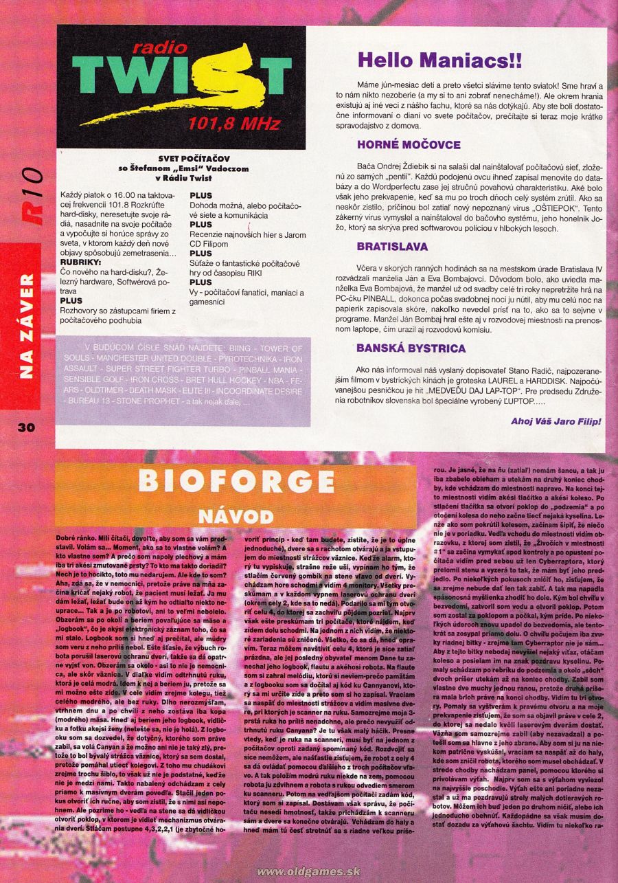 Hello Maniacs!, Bioforge - Návod