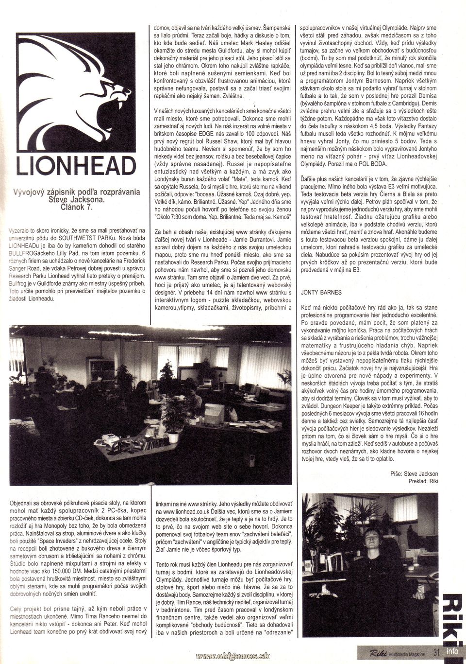 Lionhead: Vývojový zápisník podľa Stevea Jacksona č.7