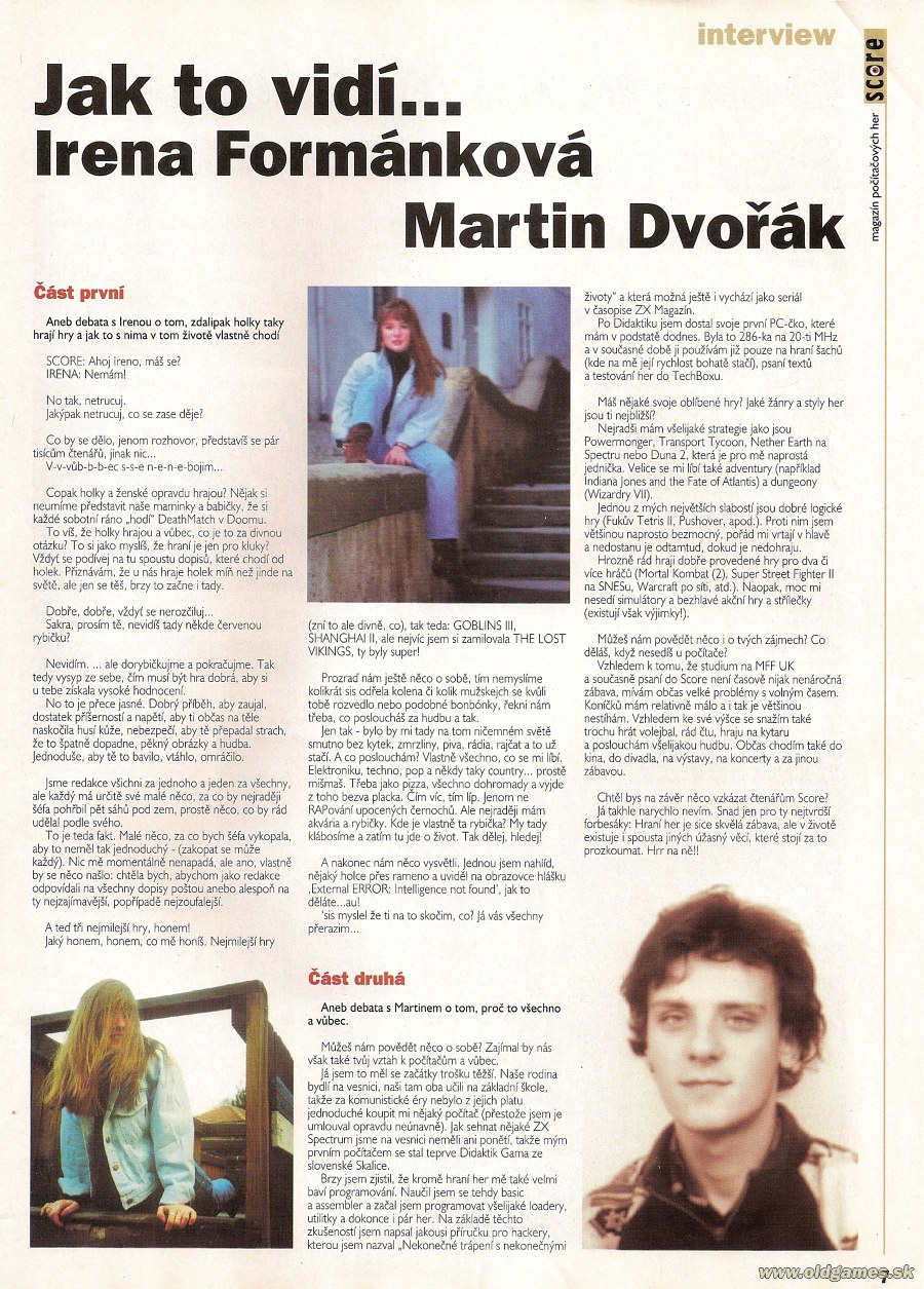 Interview - Irena Formánková, Martin Dvořák