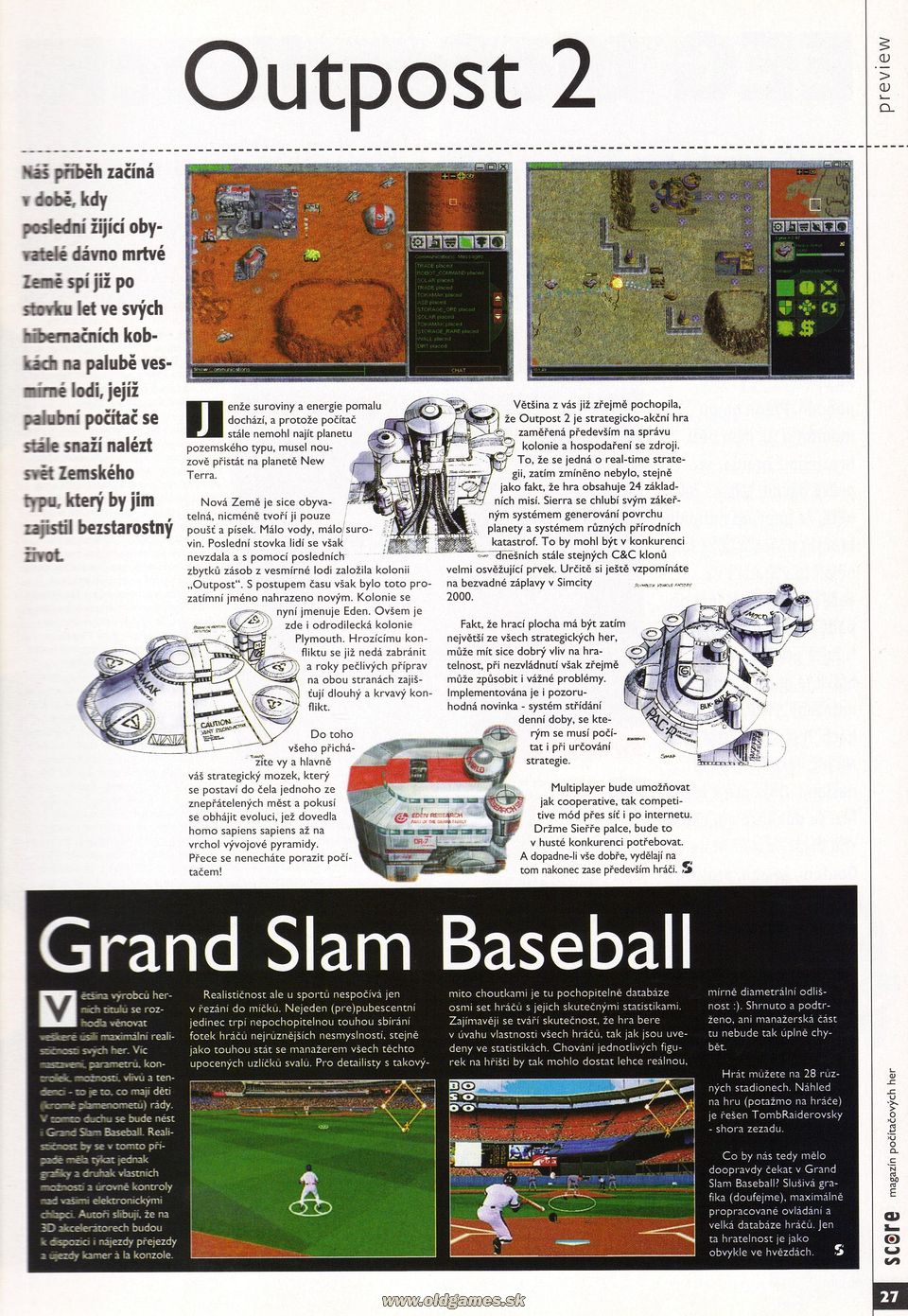 Preview: Outpost 2, Grand Slam Baseball