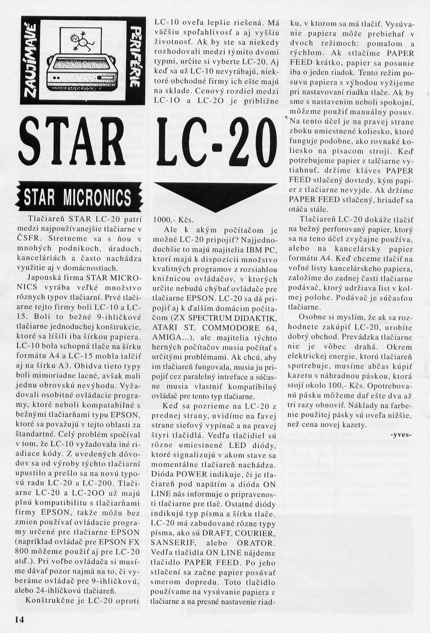 Tlačiareň Star LC-20