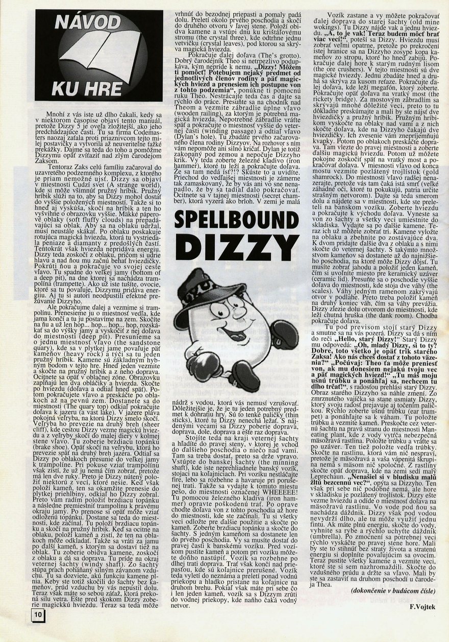 Spellbound Dizzy, Návod