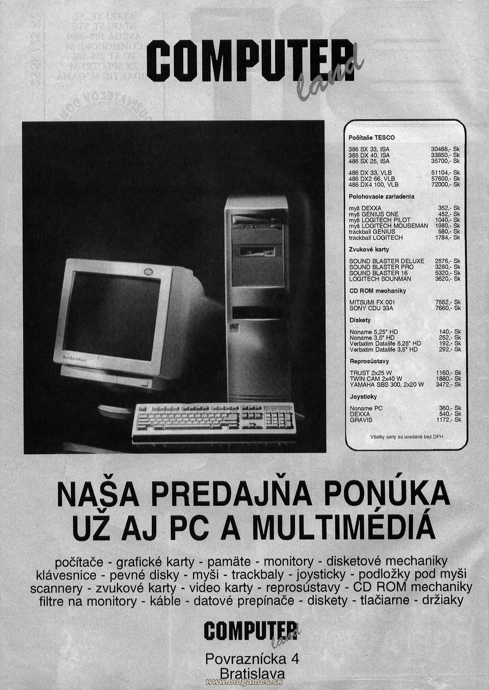 reklama: Computer land - cenník