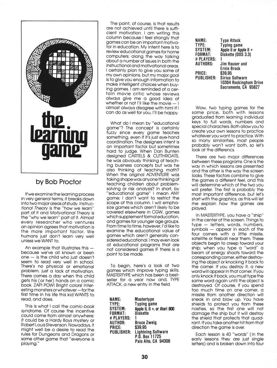 The Learning Game: Mastertype