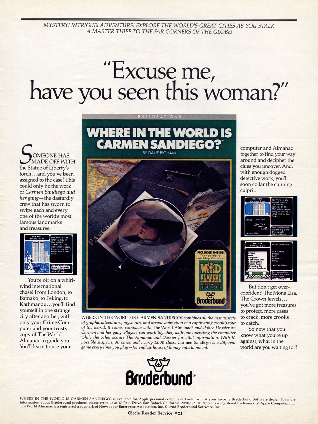 Ads: Broderbund - Where in the World is Carmen Sandiego?