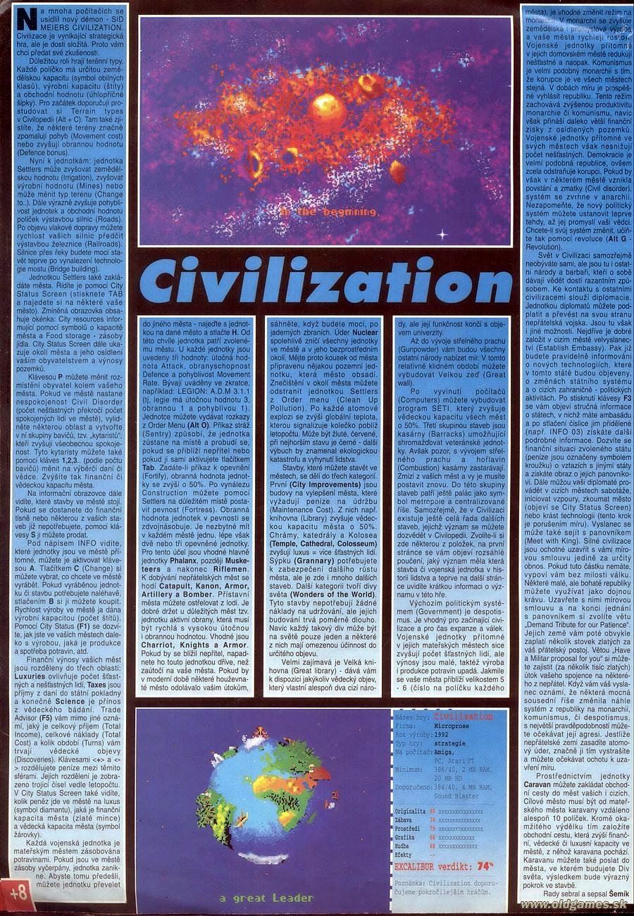 Civilization, Návod