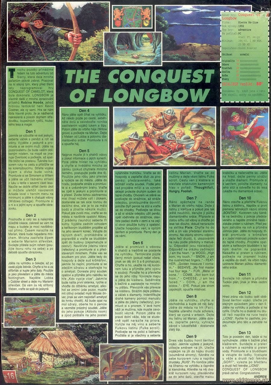 Conquests of the Longbow: The Legend of Robin Hood, Návod