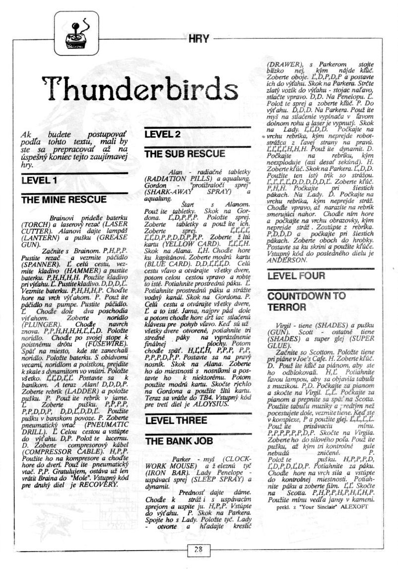 Thunderbirds, návod