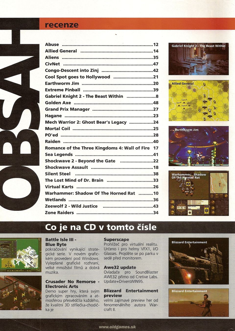 Obsah - Recenze, Level CD