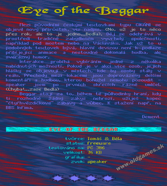 Eye of the Beggar, Textovka - Recenzia