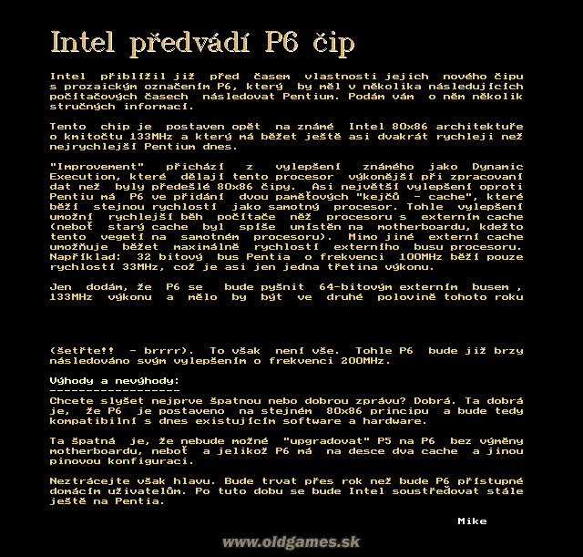 Intel předvádí P6 chip