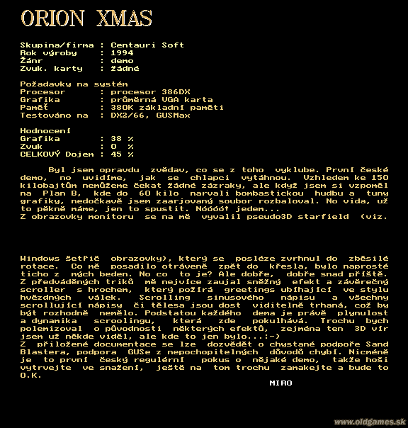 Demoscéna: Orion Xmas