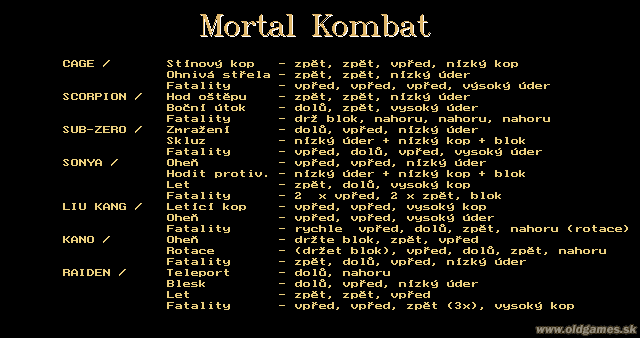 Mortal Kombat - Návod
