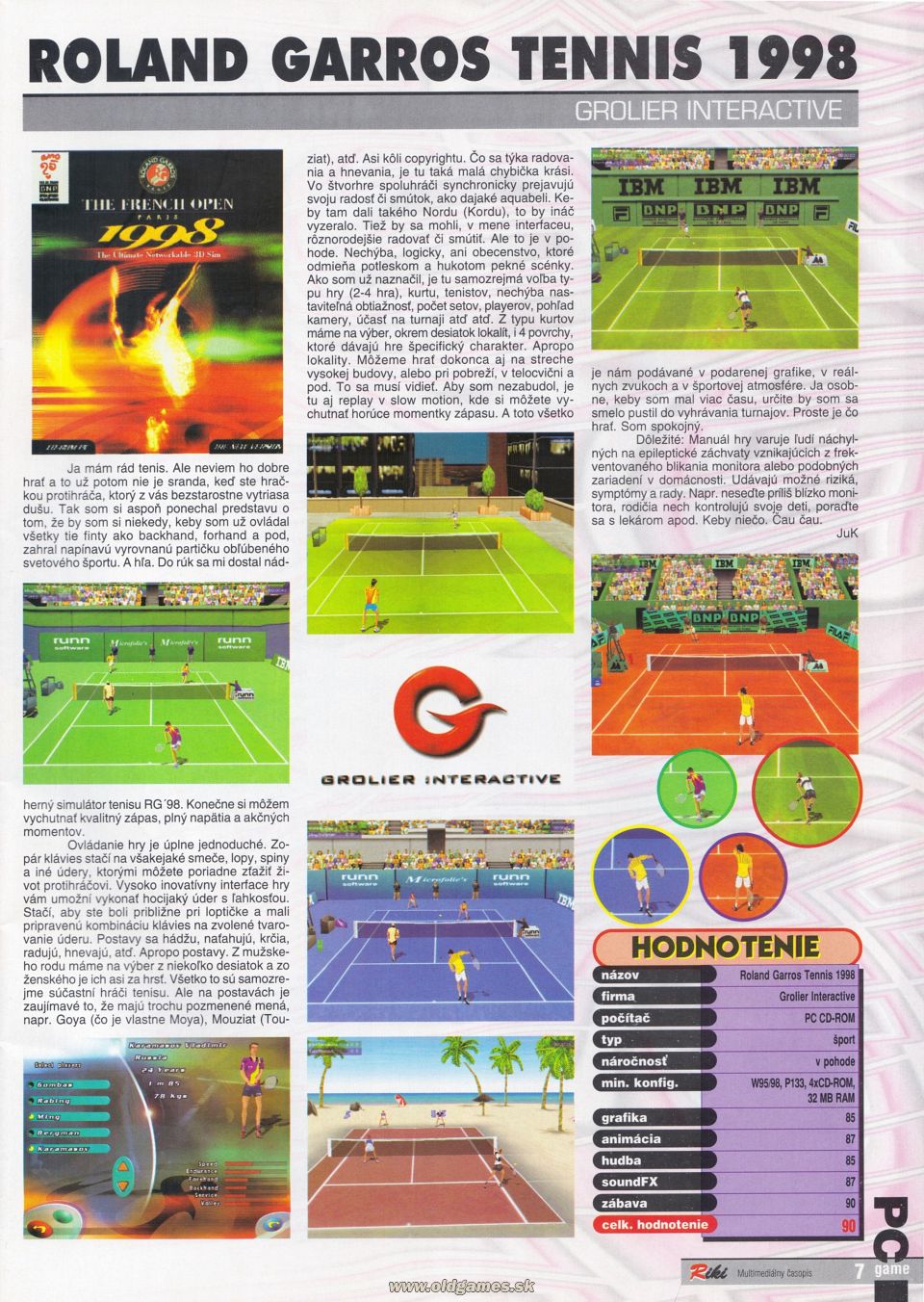 Rolland Garros Tennis 1998