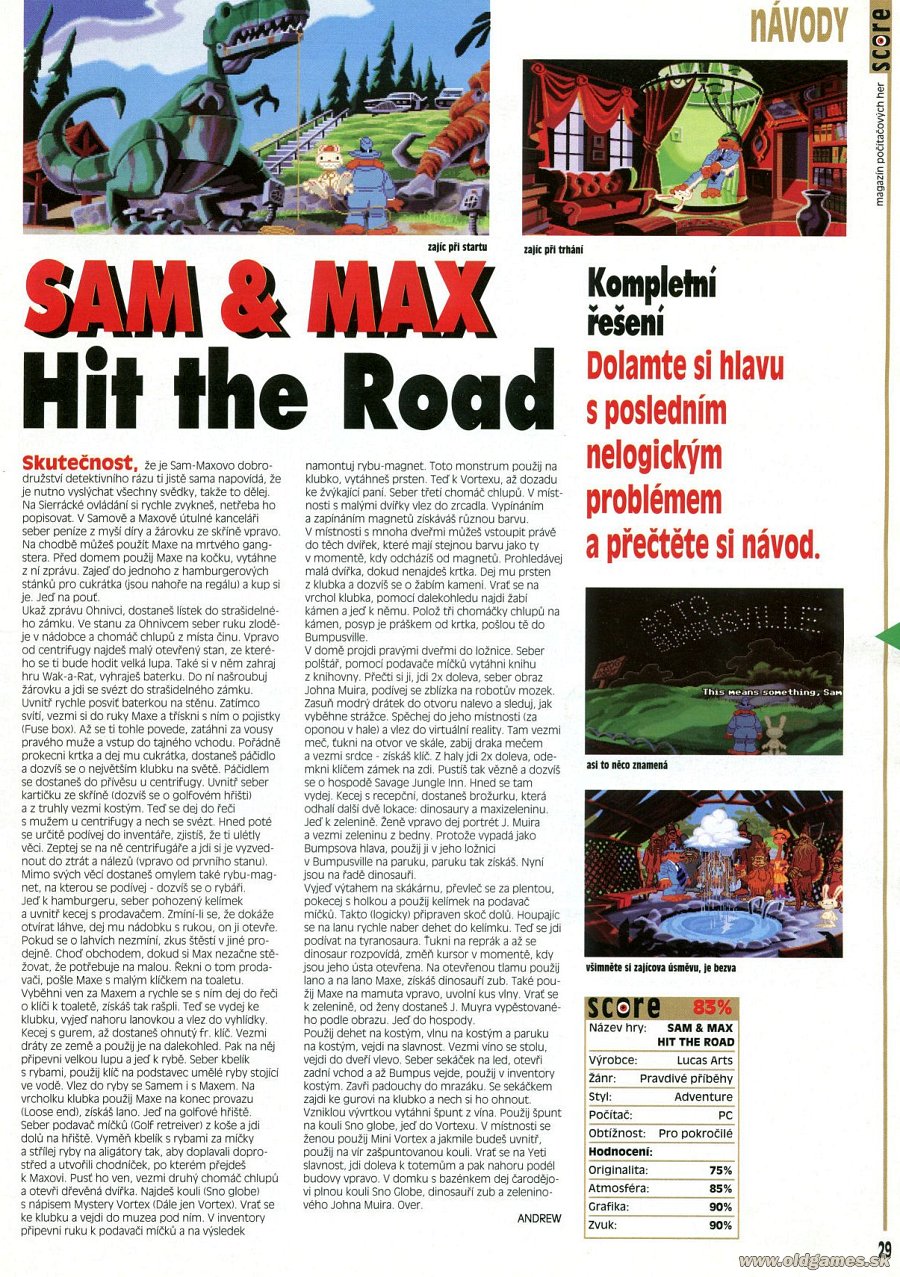 Sam & Max Hit the Road, Návod