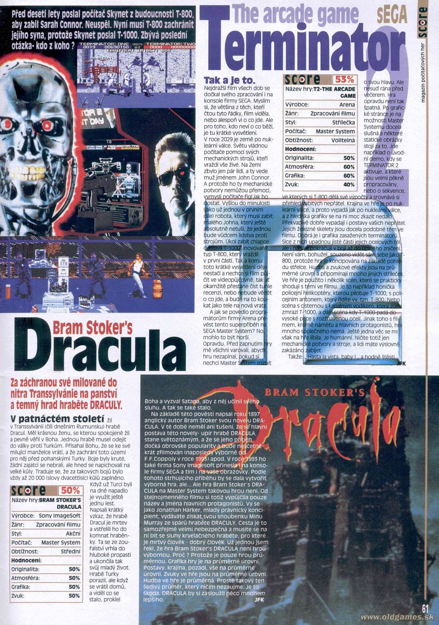 Bram Stoker's Dracula, T2 - The Arcade Game, Sega