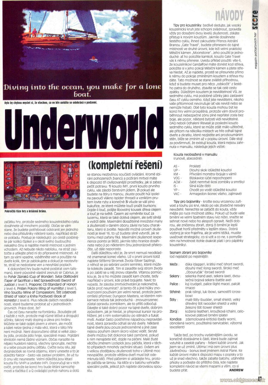 Ultima Underworld, Návod (1)
