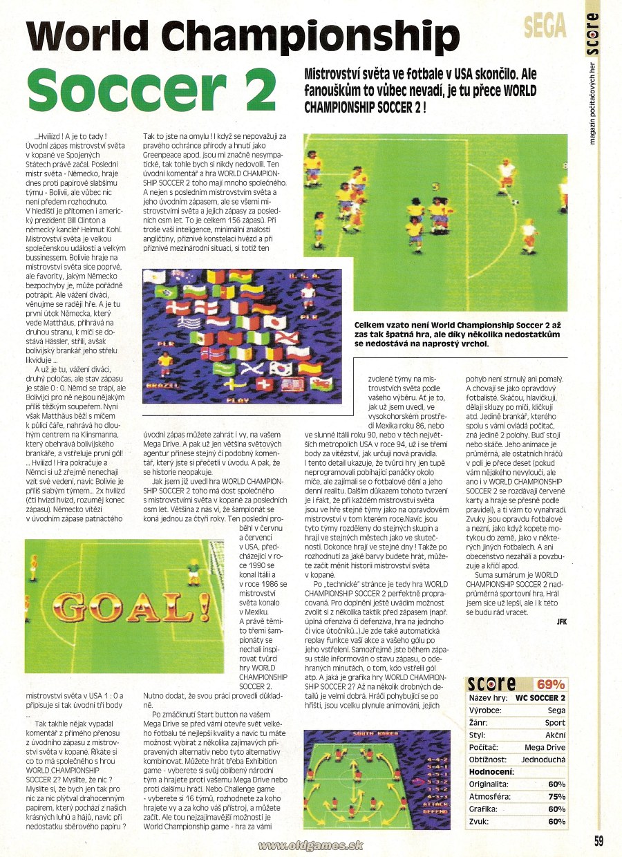 World Championship Soccer 2 (Sega)