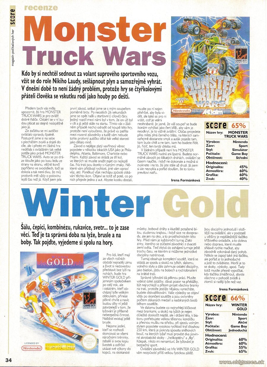 Monster Truck Wars, Winter Gold (Game Boy)
