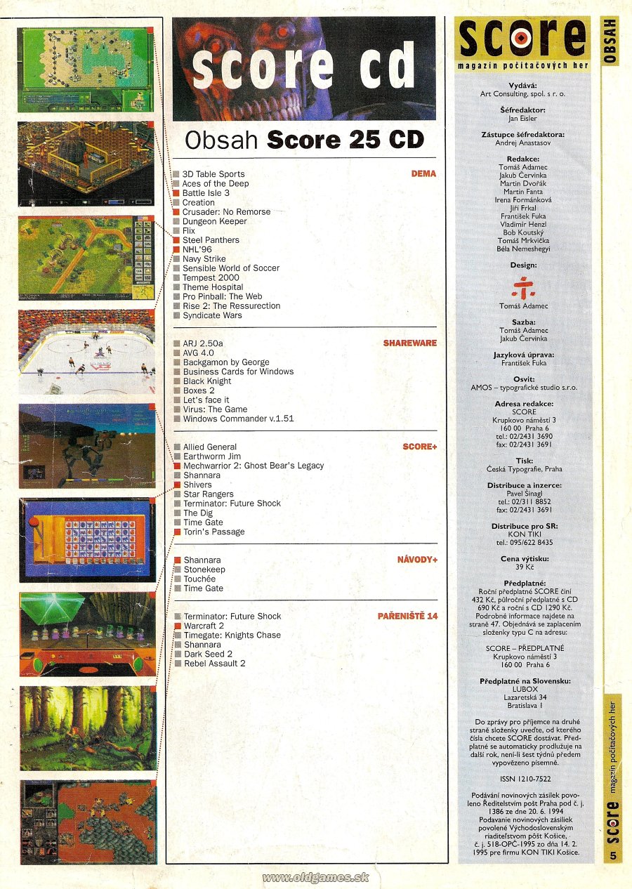 Obsah Score CD