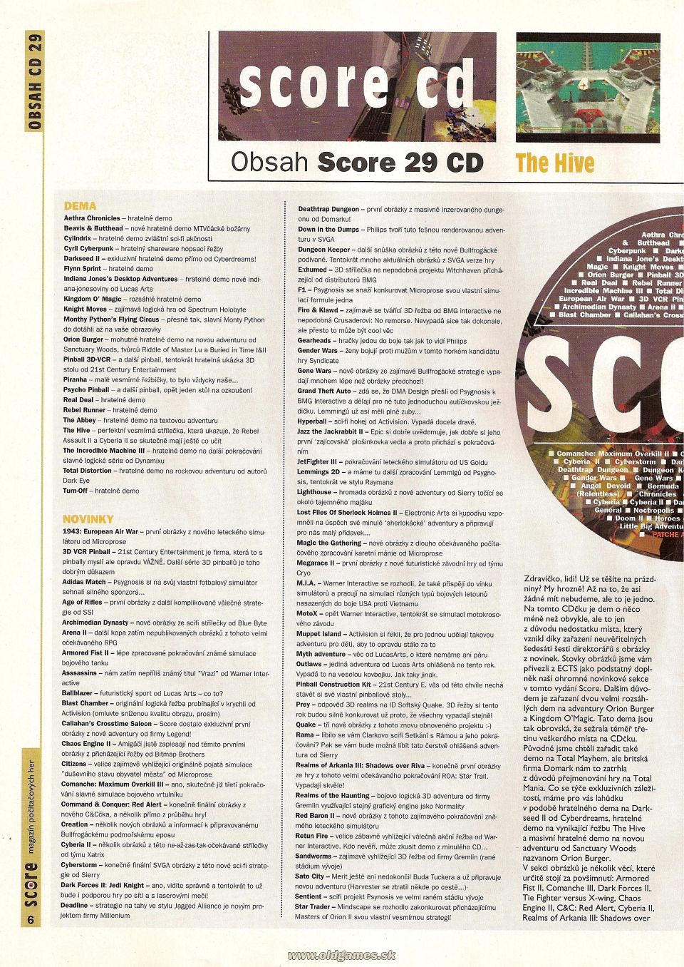 Obsah Score CD 29