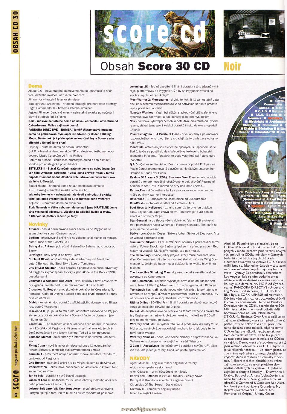 Obsah Score CD 30