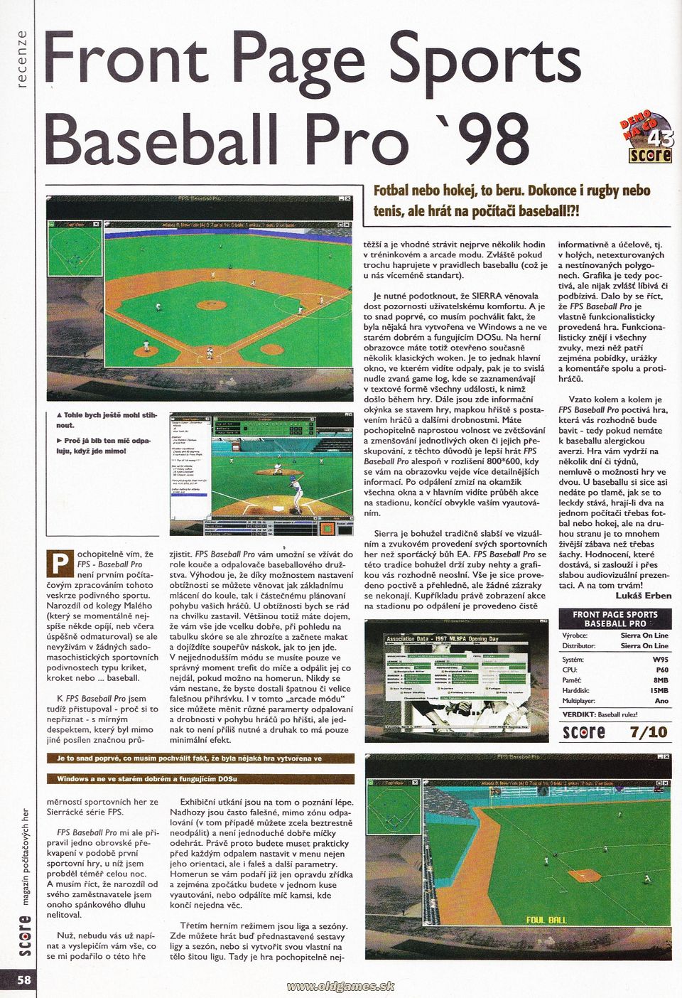 Front Page Sports Baseball Pro 98