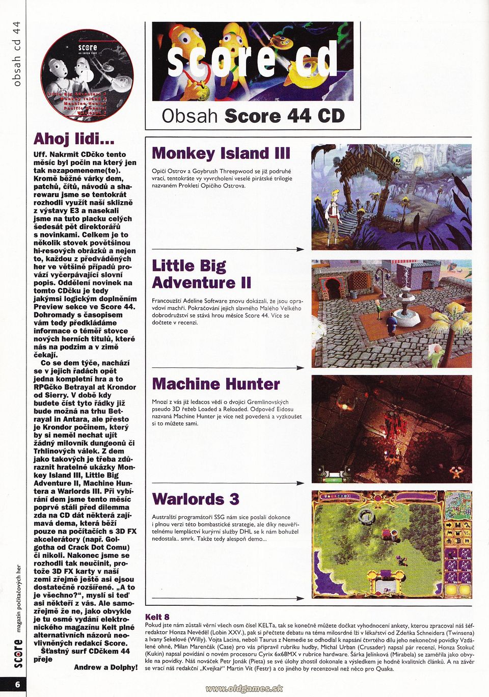 Obsah Score 44 CD