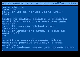 Pomsta Šíleného Ataristy (Multi Pascal 2.7) - Atari 8-bit, Úvod - pri taxíku