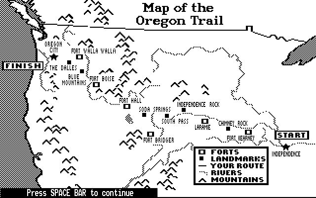 DOS v2.1, Map of the Oregon Trail